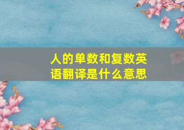 人的单数和复数英语翻译是什么意思