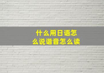 什么用日语怎么说谐音怎么读