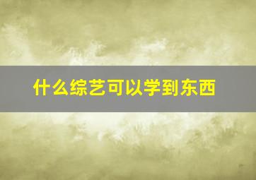 什么综艺可以学到东西