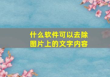 什么软件可以去除图片上的文字内容