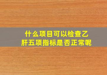 什么项目可以检查乙肝五项指标是否正常呢