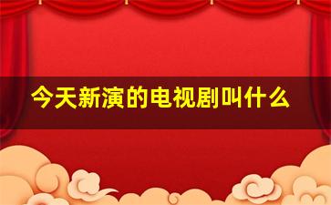 今天新演的电视剧叫什么