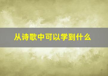 从诗歌中可以学到什么