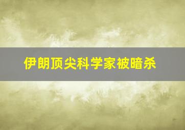 伊朗顶尖科学家被暗杀