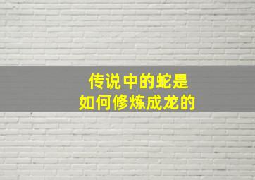 传说中的蛇是如何修炼成龙的