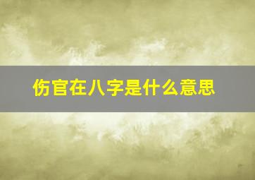 伤官在八字是什么意思