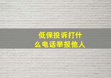 低保投诉打什么电话举报他人