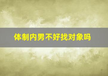 体制内男不好找对象吗