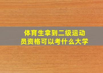 体育生拿到二级运动员资格可以考什么大学