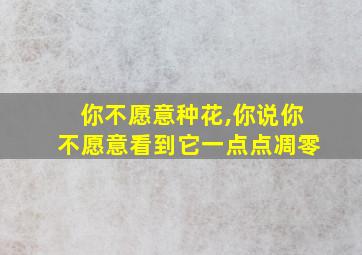 你不愿意种花,你说你不愿意看到它一点点凋零