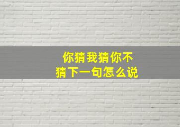 你猜我猜你不猜下一句怎么说