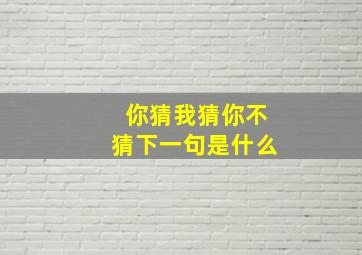 你猜我猜你不猜下一句是什么