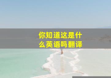 你知道这是什么英语吗翻译