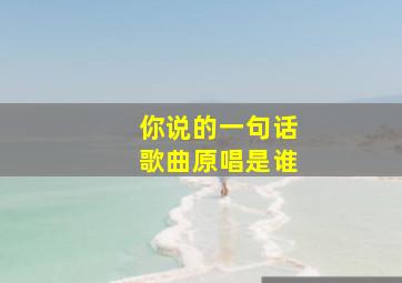 你说的一句话歌曲原唱是谁