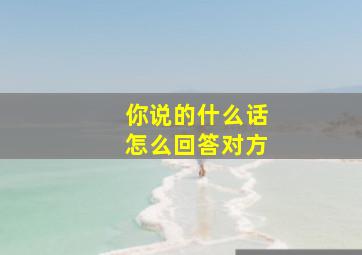 你说的什么话怎么回答对方