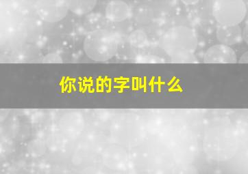 你说的字叫什么