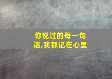 你说过的每一句话,我都记在心里