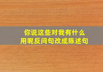 你说这些对我有什么用呢反问句改成陈述句