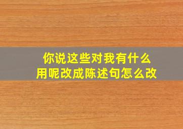 你说这些对我有什么用呢改成陈述句怎么改