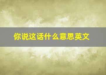 你说这话什么意思英文