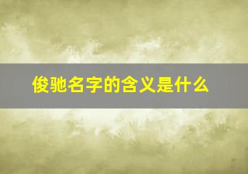 俊驰名字的含义是什么