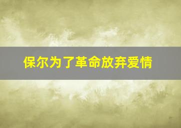 保尔为了革命放弃爱情