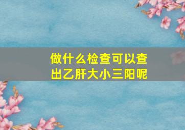 做什么检查可以查出乙肝大小三阳呢