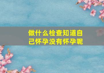 做什么检查知道自己怀孕没有怀孕呢