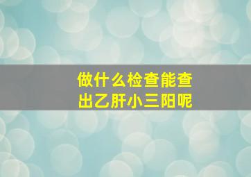 做什么检查能查出乙肝小三阳呢