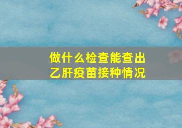 做什么检查能查出乙肝疫苗接种情况