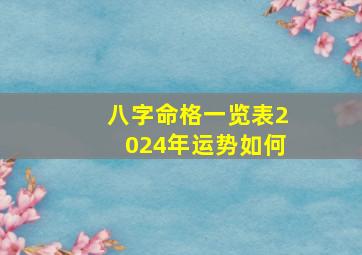 八字命格一览表2024年运势如何