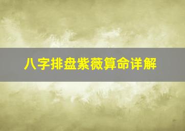 八字排盘紫薇算命详解