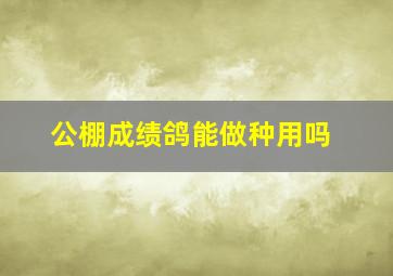 公棚成绩鸽能做种用吗