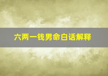 六两一钱男命白话解释