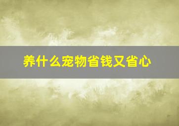 养什么宠物省钱又省心