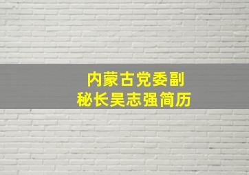 内蒙古党委副秘长吴志强简历