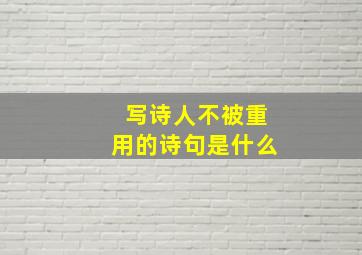 写诗人不被重用的诗句是什么