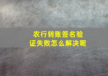 农行转账签名验证失败怎么解决呢