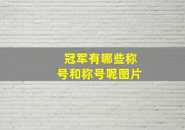 冠军有哪些称号和称号呢图片