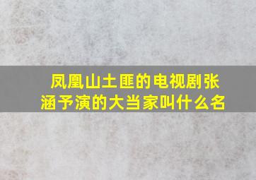 凤凰山土匪的电视剧张涵予演的大当家叫什么名