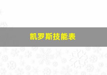 凯罗斯技能表