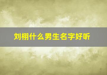 刘栩什么男生名字好听