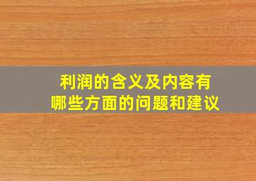 利润的含义及内容有哪些方面的问题和建议