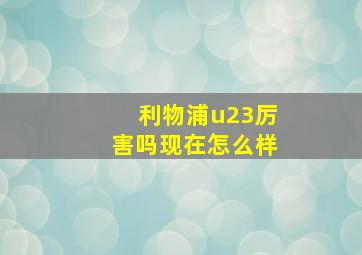 利物浦u23厉害吗现在怎么样