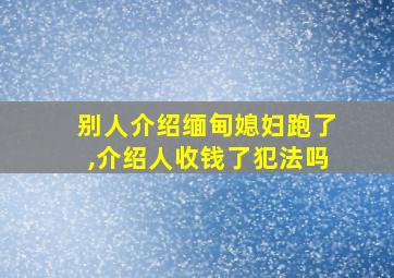 别人介绍缅甸媳妇跑了,介绍人收钱了犯法吗