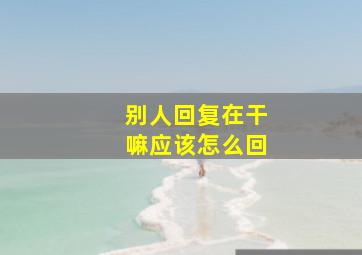 别人回复在干嘛应该怎么回