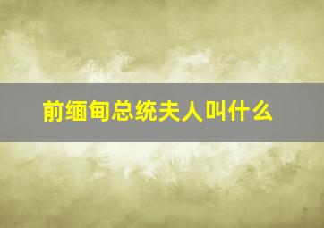 前缅甸总统夫人叫什么