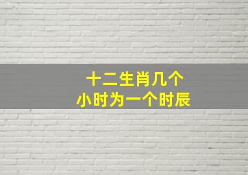 十二生肖几个小时为一个时辰