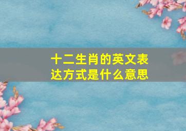 十二生肖的英文表达方式是什么意思