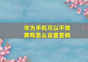 华为手机可以不熄屏吗怎么设置密码